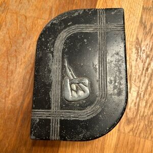 Vtg Glass Metal Trinket Box Nude Woman, Hickok, Art Deco period, circa 30's